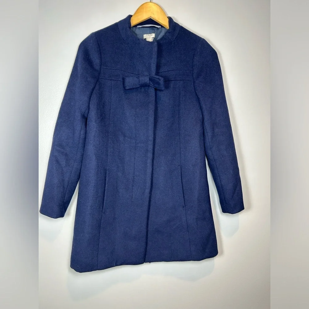 J. Crew Classic Navy Wool-blend Bow-front coat - Picture 2 of 11